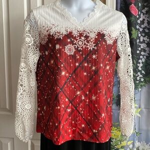 Snowflake and lace sleeve Blouse